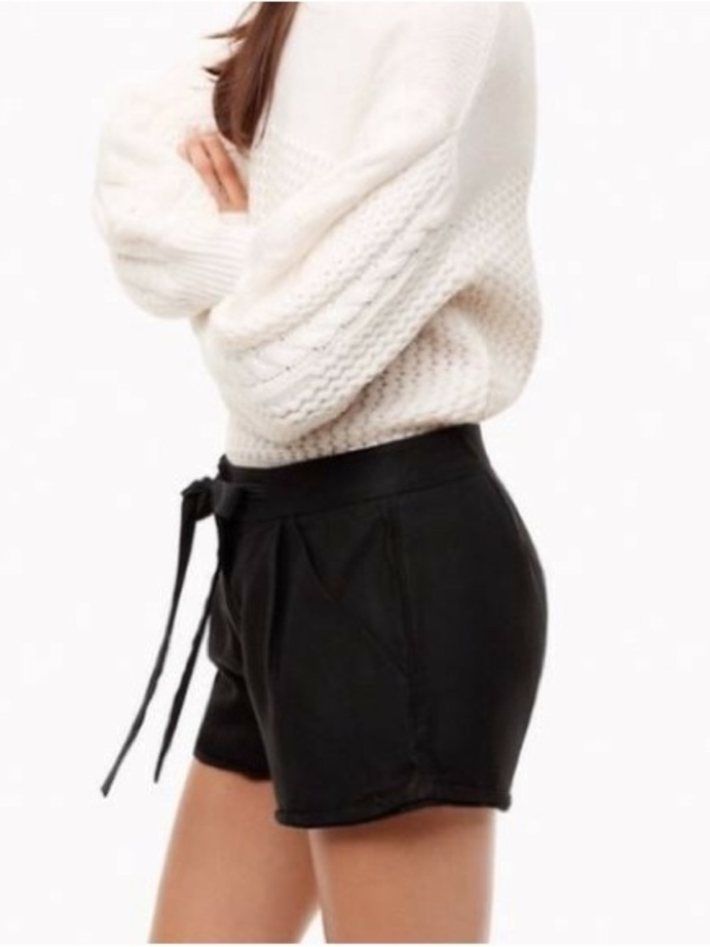 Wilfred Black High-Waist Tie-Front Shorts